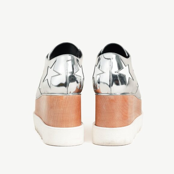 Stella McCartney Elyse Silver Star Vegan-Leather Lace-Up Platforms - Picture 3 of 11